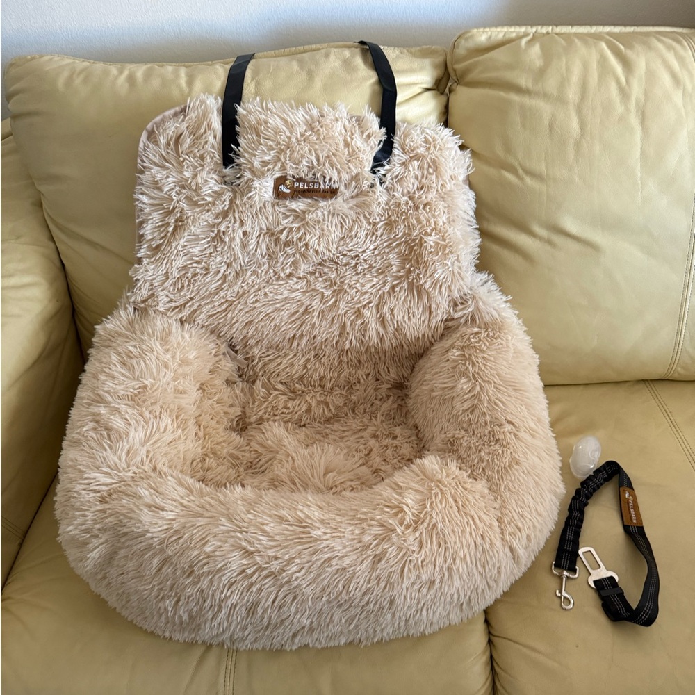 New Pelsbarn Dog Car Seat Protection Bed, Beige Color, Very Soft